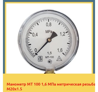 Манометр МТ 100 1,6 МПа метрическая резьба М20х1.5 в Семее